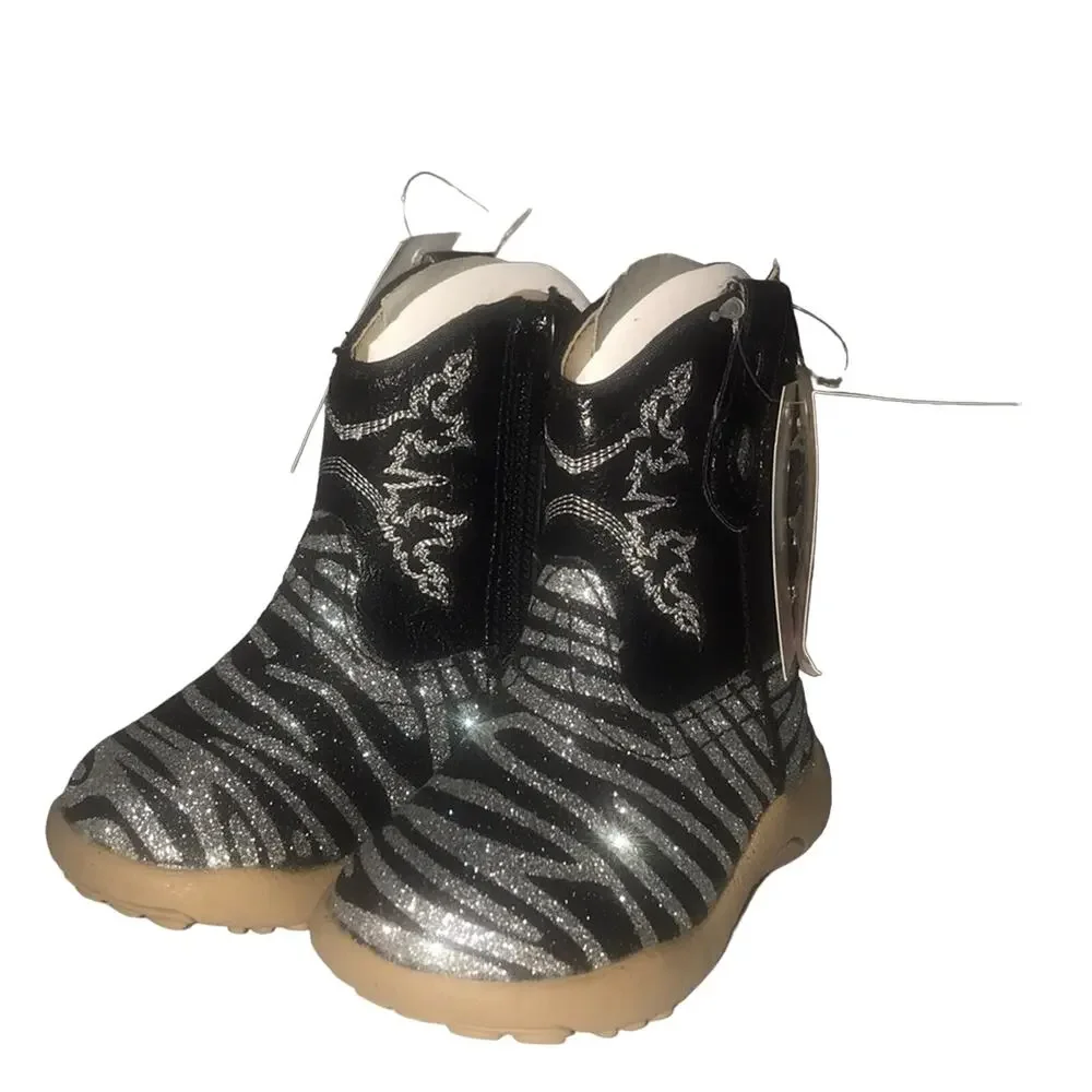 Roper Infant Black & Silver Zebra Cowgirl Boots